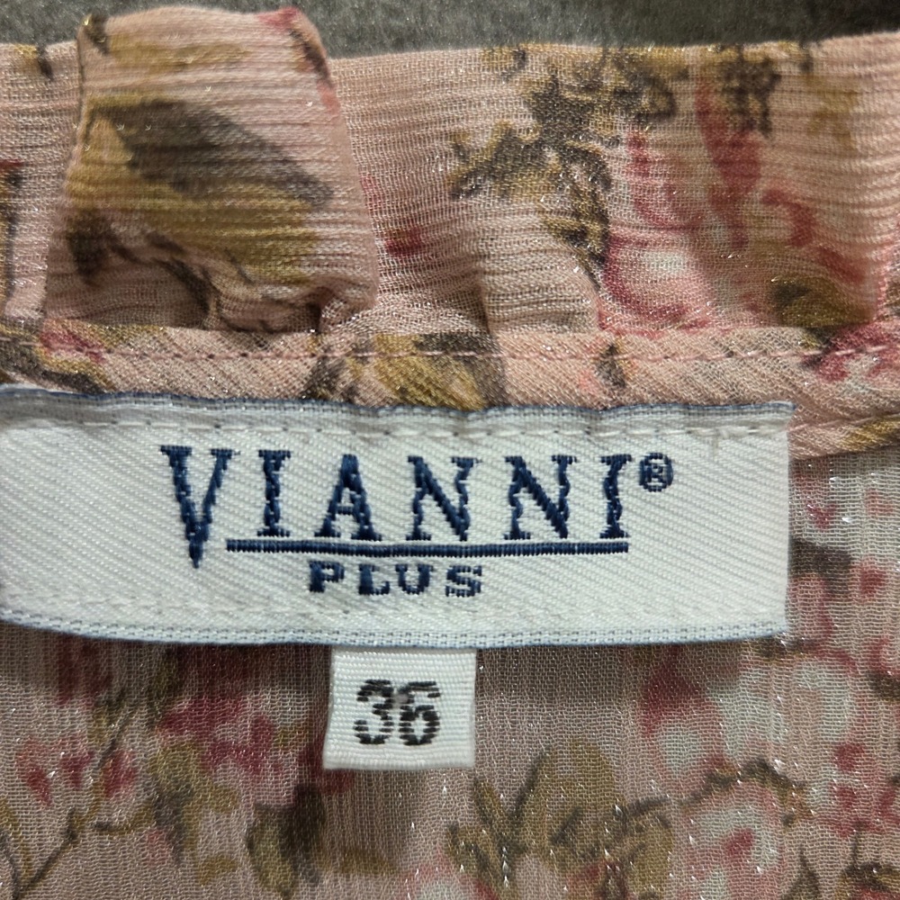 Vianni Plus Sheer Floral Blouse Womens 36 (8/10) Ruffle Coquette Cottage Boho - Picture 6 of 8